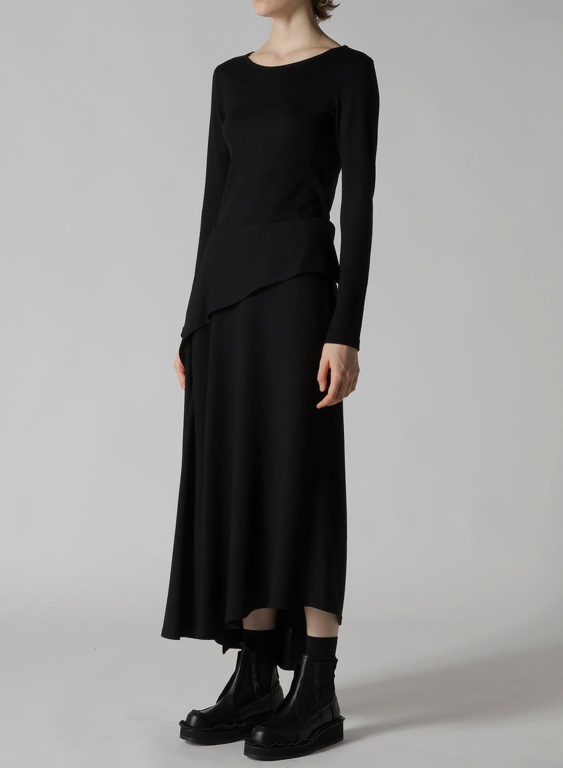 Y’s 22시즌 비대칭 울 롱스커트 요지야마모토 플레어 상품이미지7