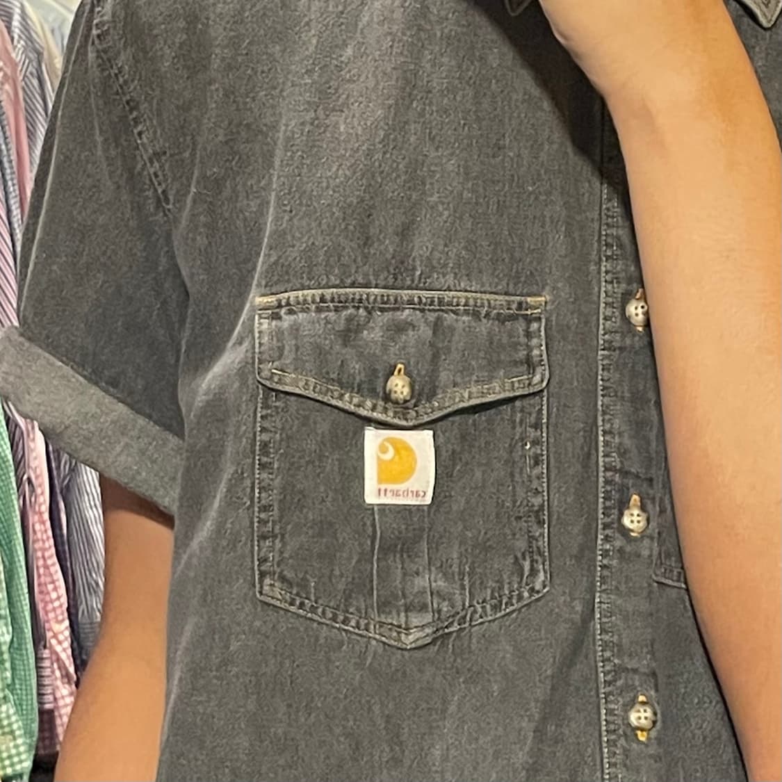 [IM] carhartt 칼하트 흑청 데님 반팔셔츠 상품이미지7