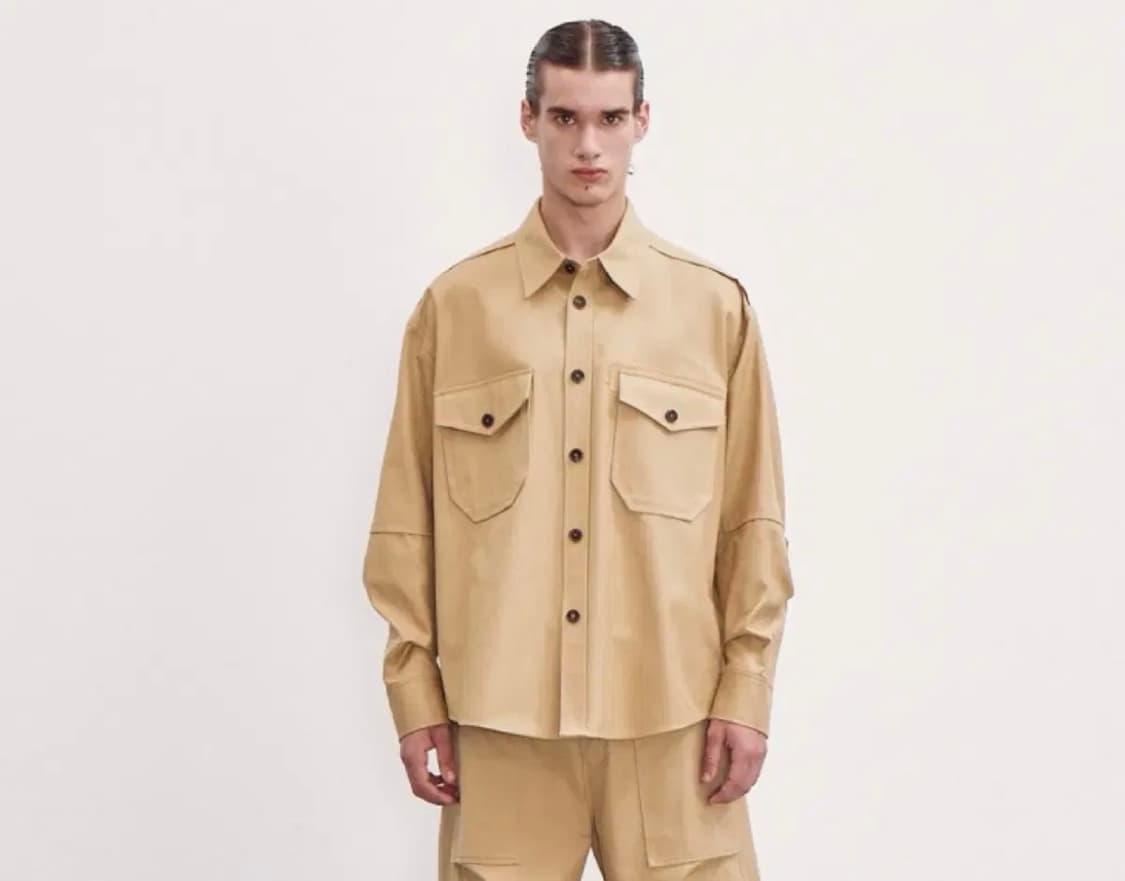 [할인] 렉토 23FW 플랩포켓 코튼 워크셔츠 베이지 상품이미지1