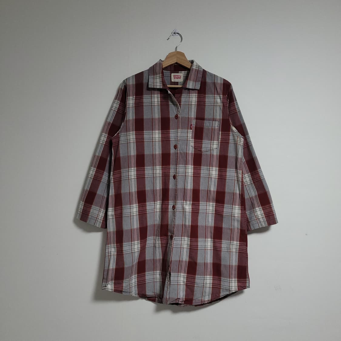(95) LEVI'S 리바이스 여성 체크 원피스형 셔츠 남방 상품이미지1