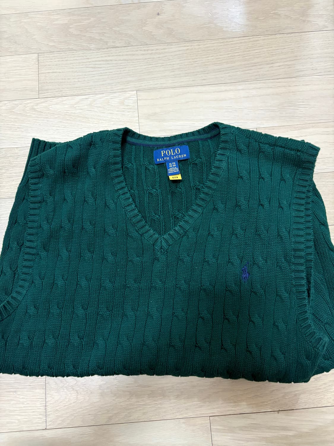 폴로 랄프로렌 케이블 니트조끼 보이즈 XL 그린 상품이미지1