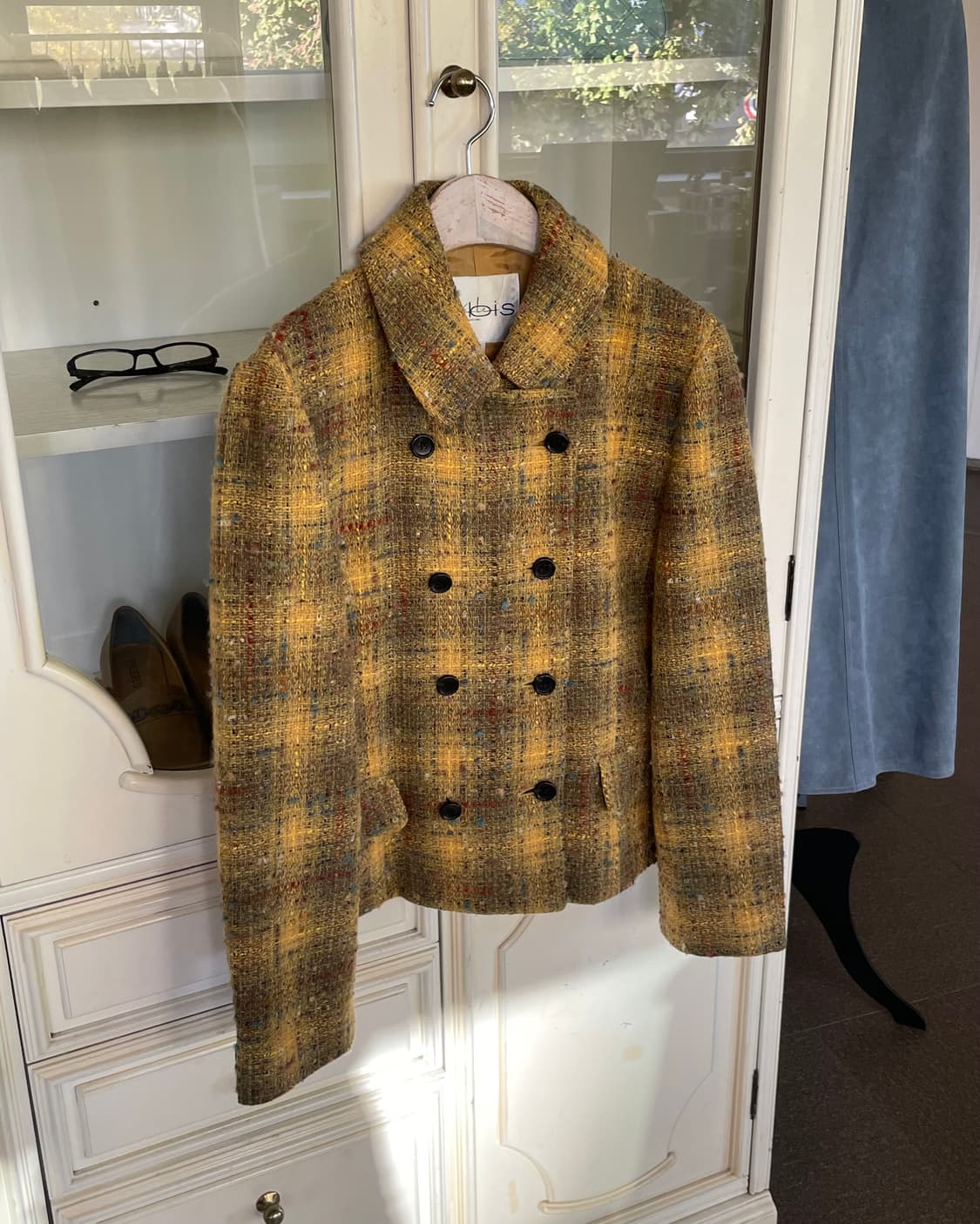 vintage yellow tweed double jacket 상품이미지1