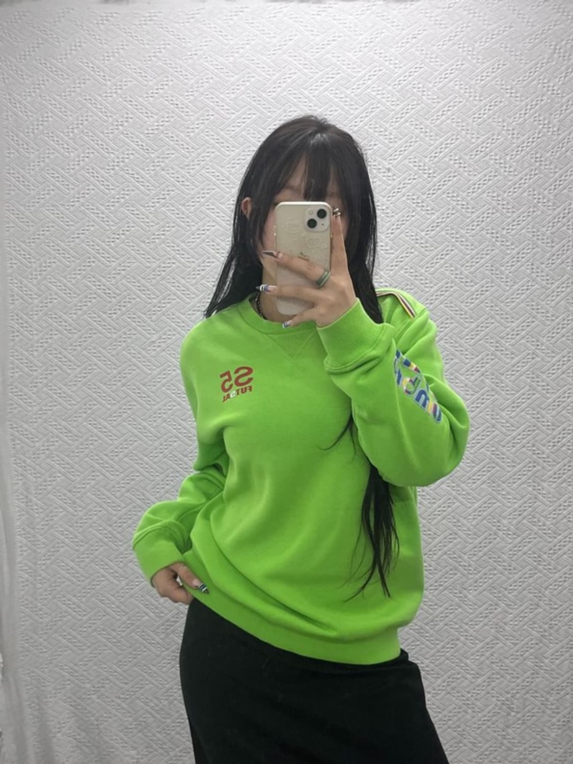 엄브로 올드스쿨 키치 프린팅 네온그린 약기모 맨투맨 95 C07792 상품이미지2