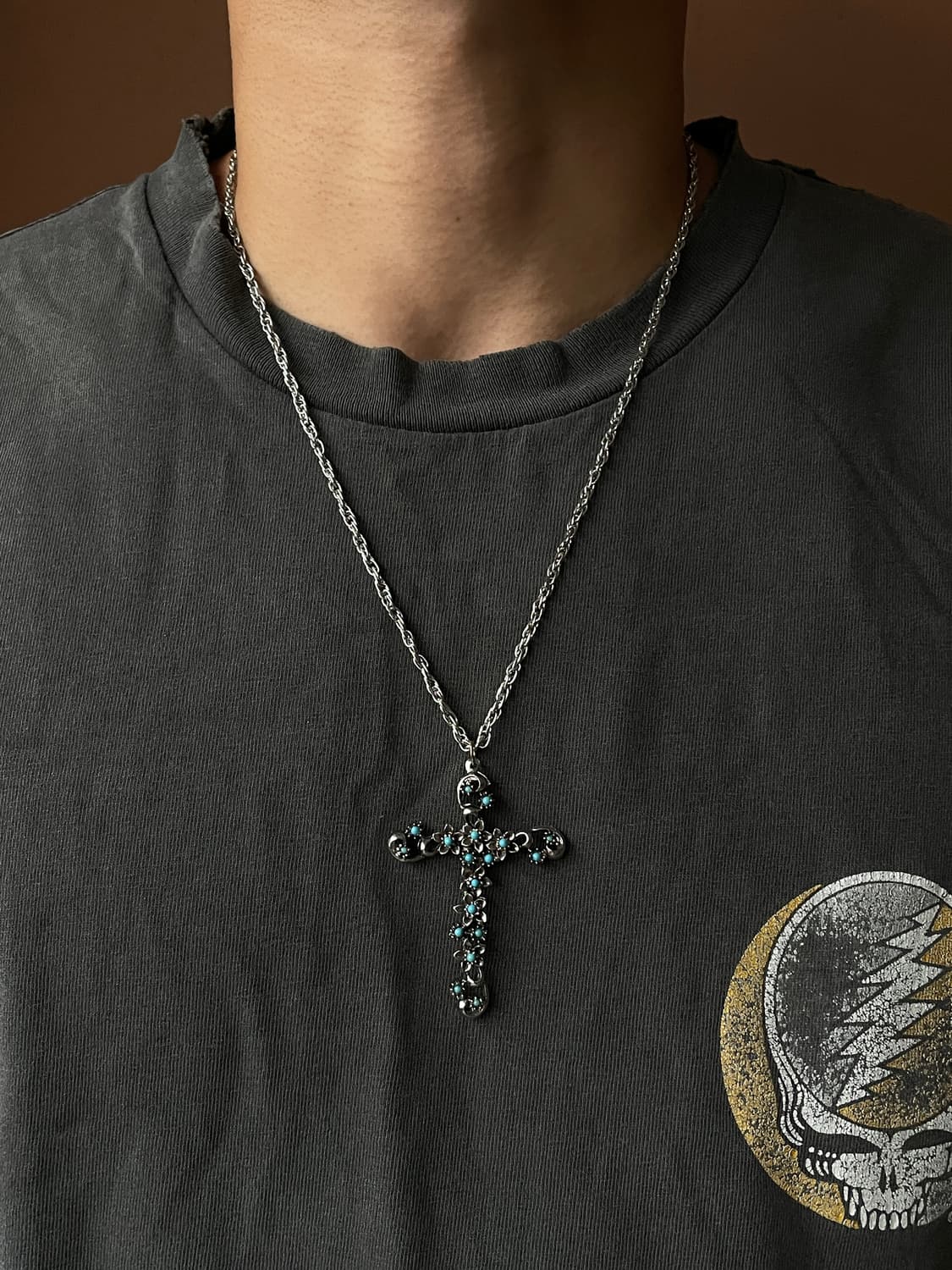  Vintage Silver Turquoise Cross Necklace 상품이미지2
