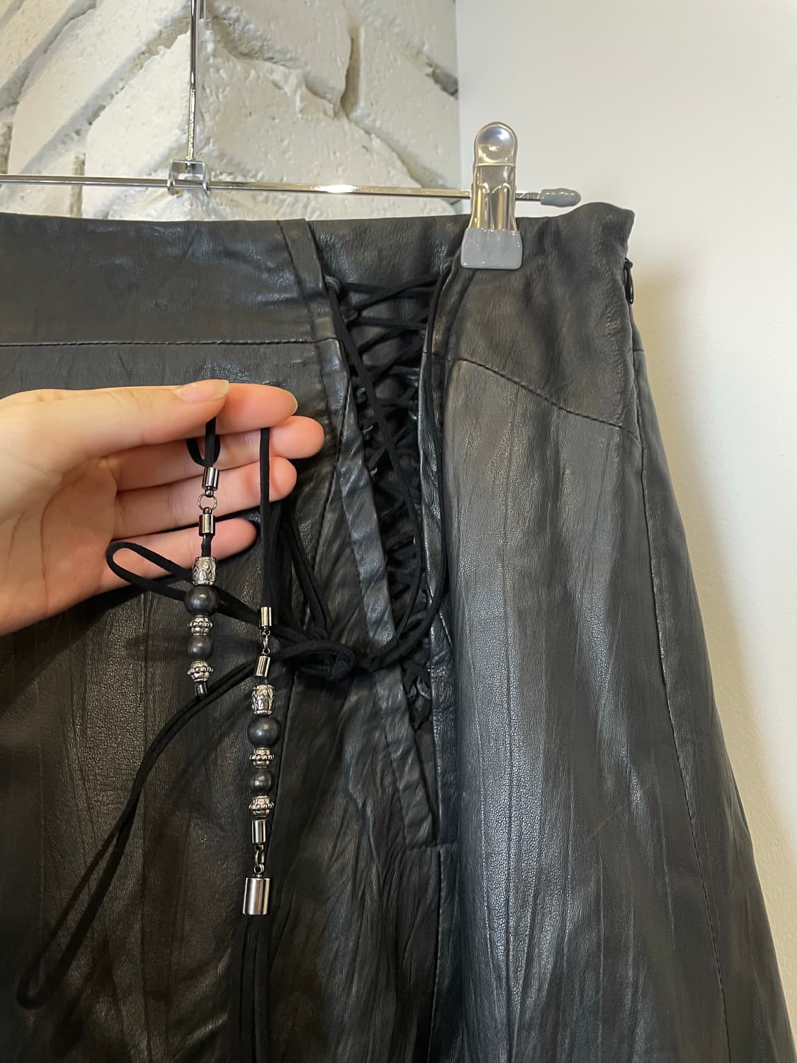 펑크 아카이브 블랙 양가죽 아일렛 코르셋 스커트 상품이미지3