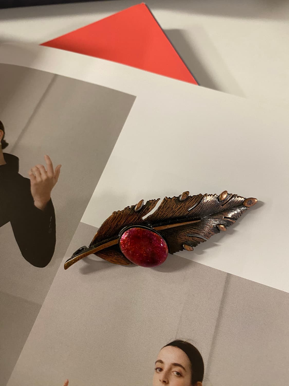 일본 빈티지 리프 칠보 브로치겸 팬던트 상품이미지2