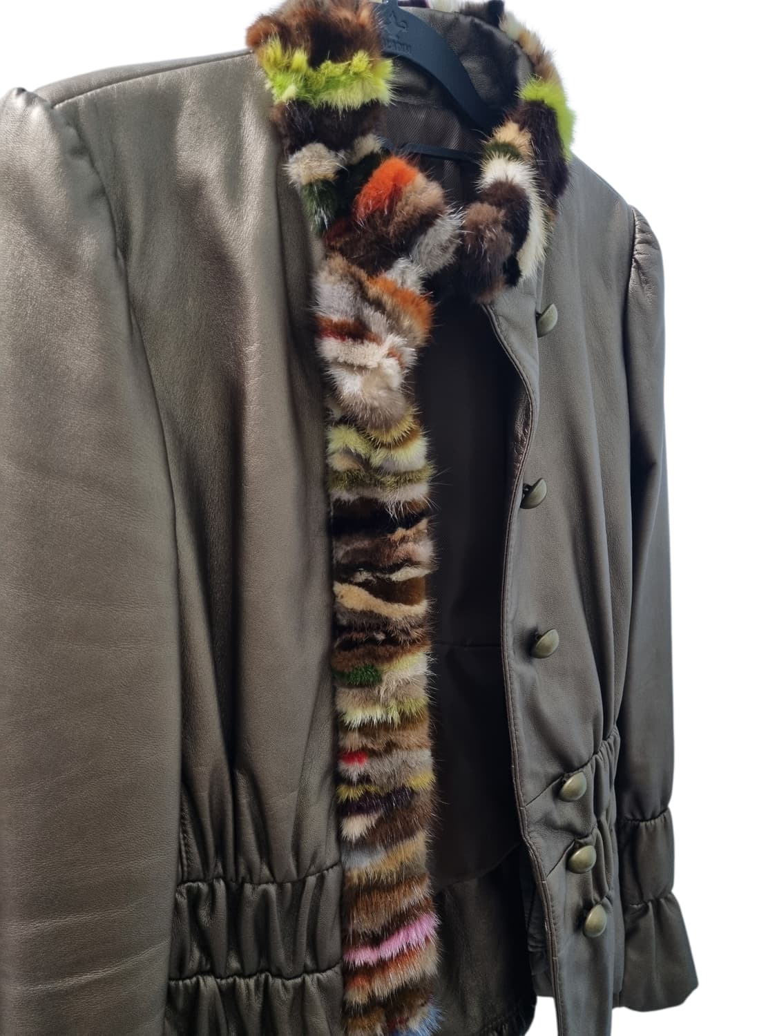 컬러밍크 트리밍 레더 자켓 44-55 상품이미지4