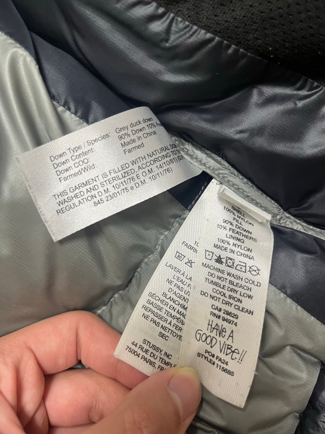 스투시 다운 파카 마이크로 립스탑 팬텀 블랙 [S] 상품이미지6