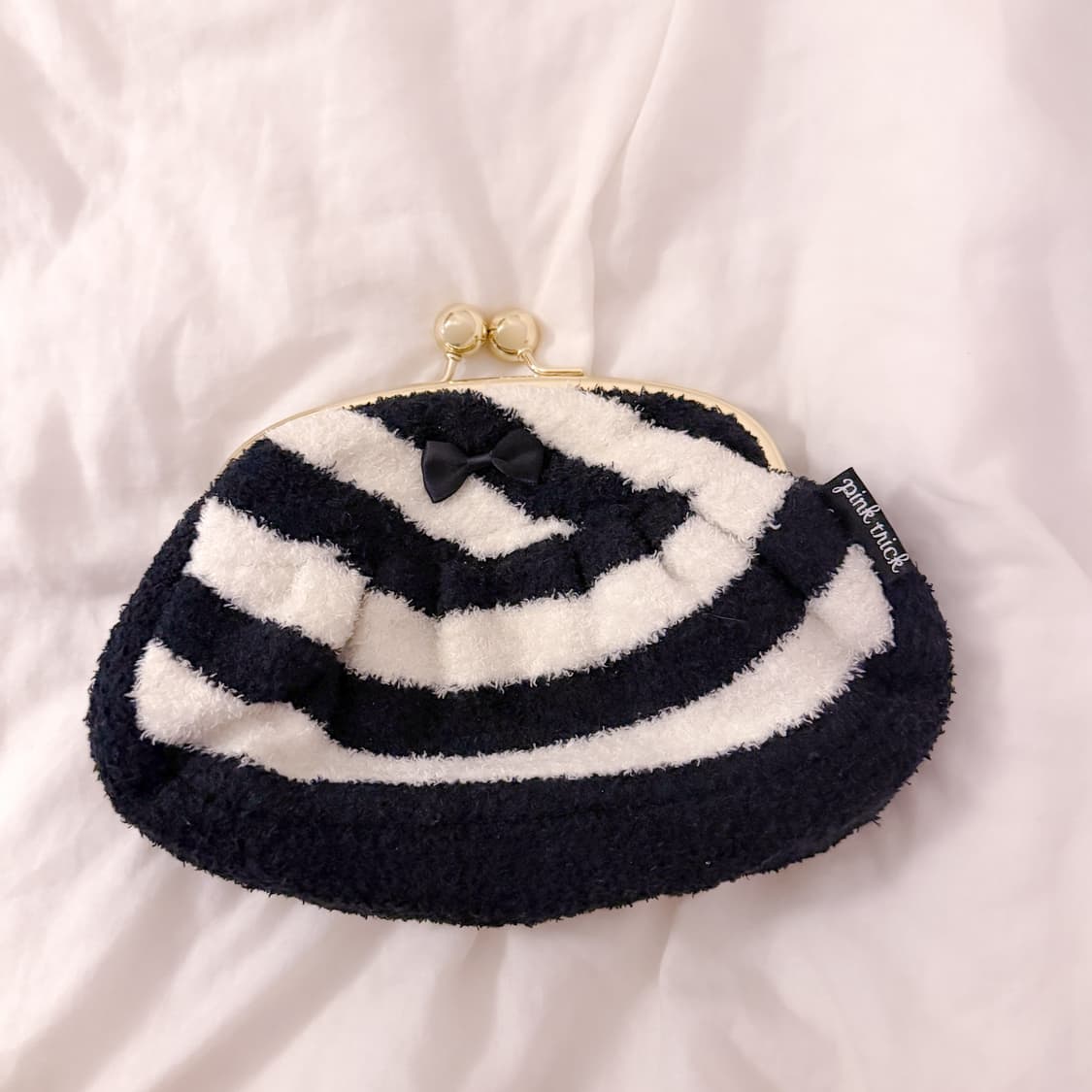 일본 pinktrick 리본 스트라이프 파우치 갸루 상품이미지1