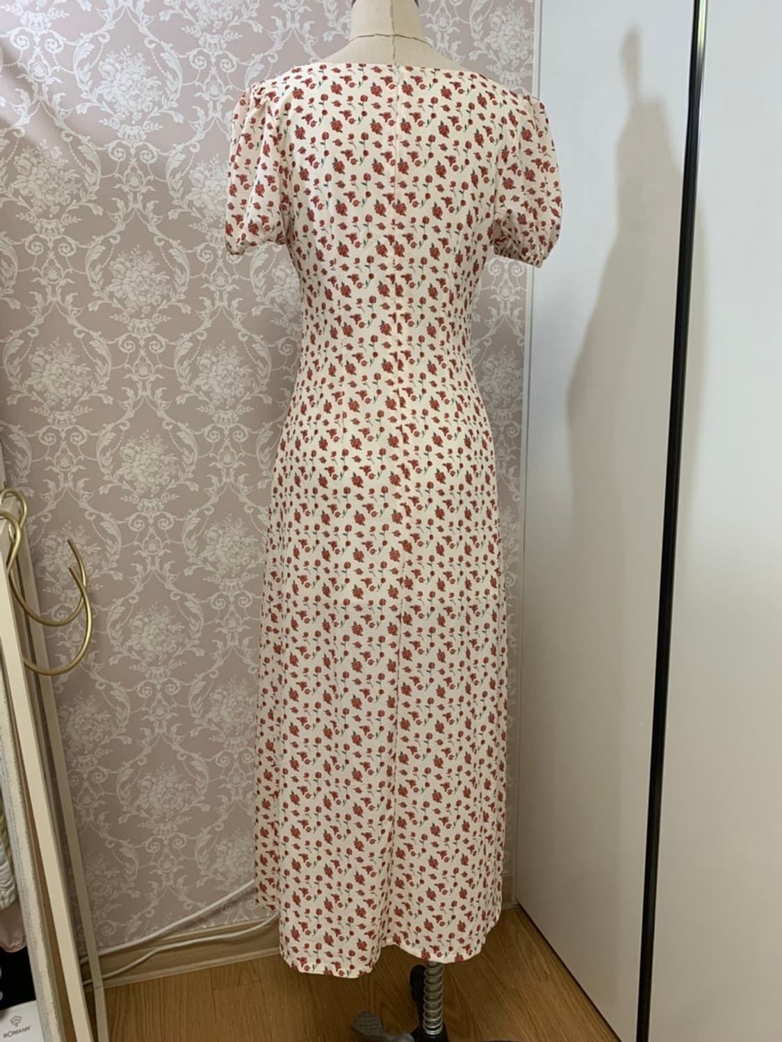 M사이즈) 신스덴 빈티지 로즈 하트넥 롱원피스 여름반팔플로랄원피스 상품이미지7