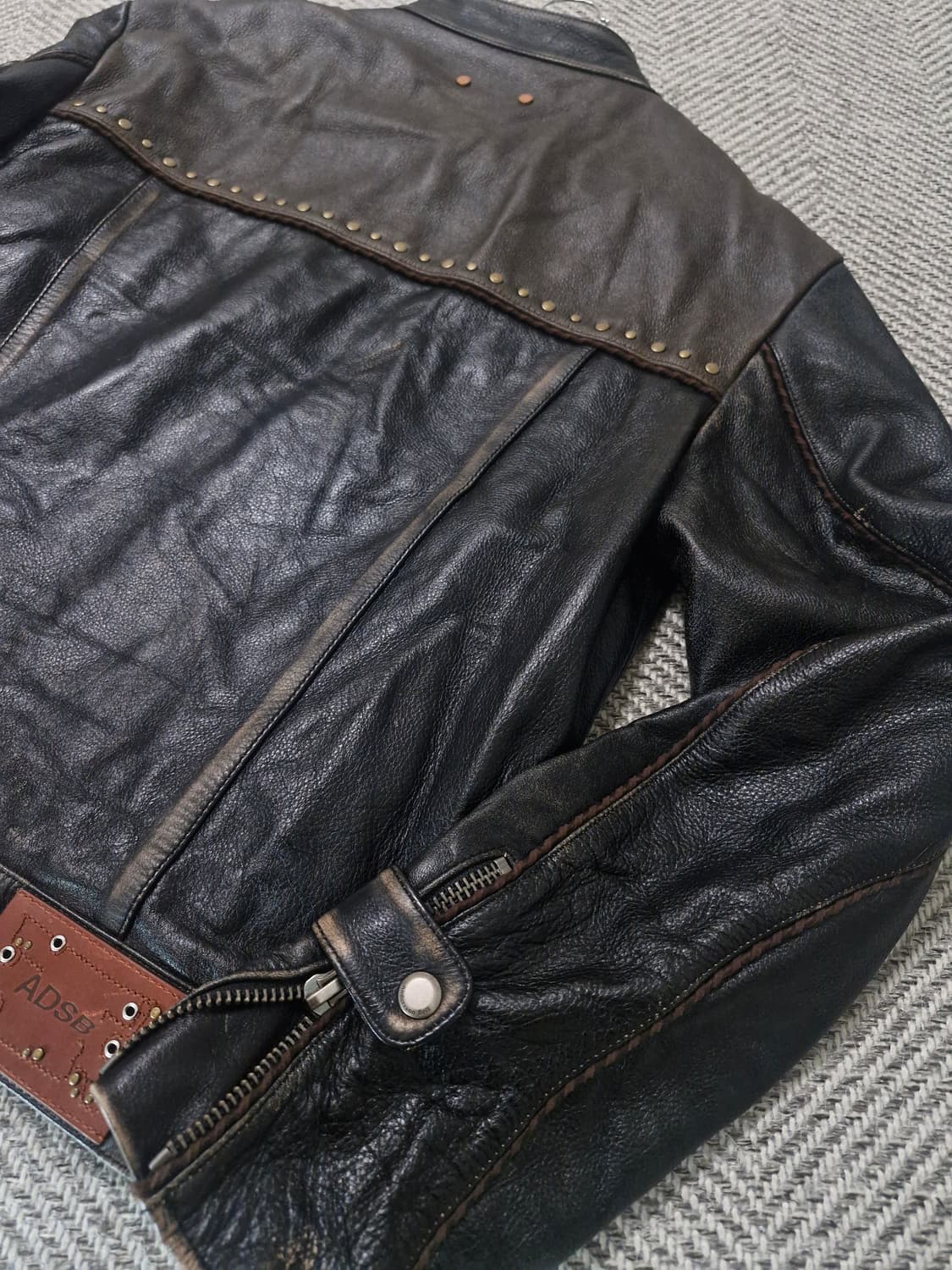 (미시착새상품) 앤더슨벨 빈티지 레더 바이커 자켓 XL 상품이미지3