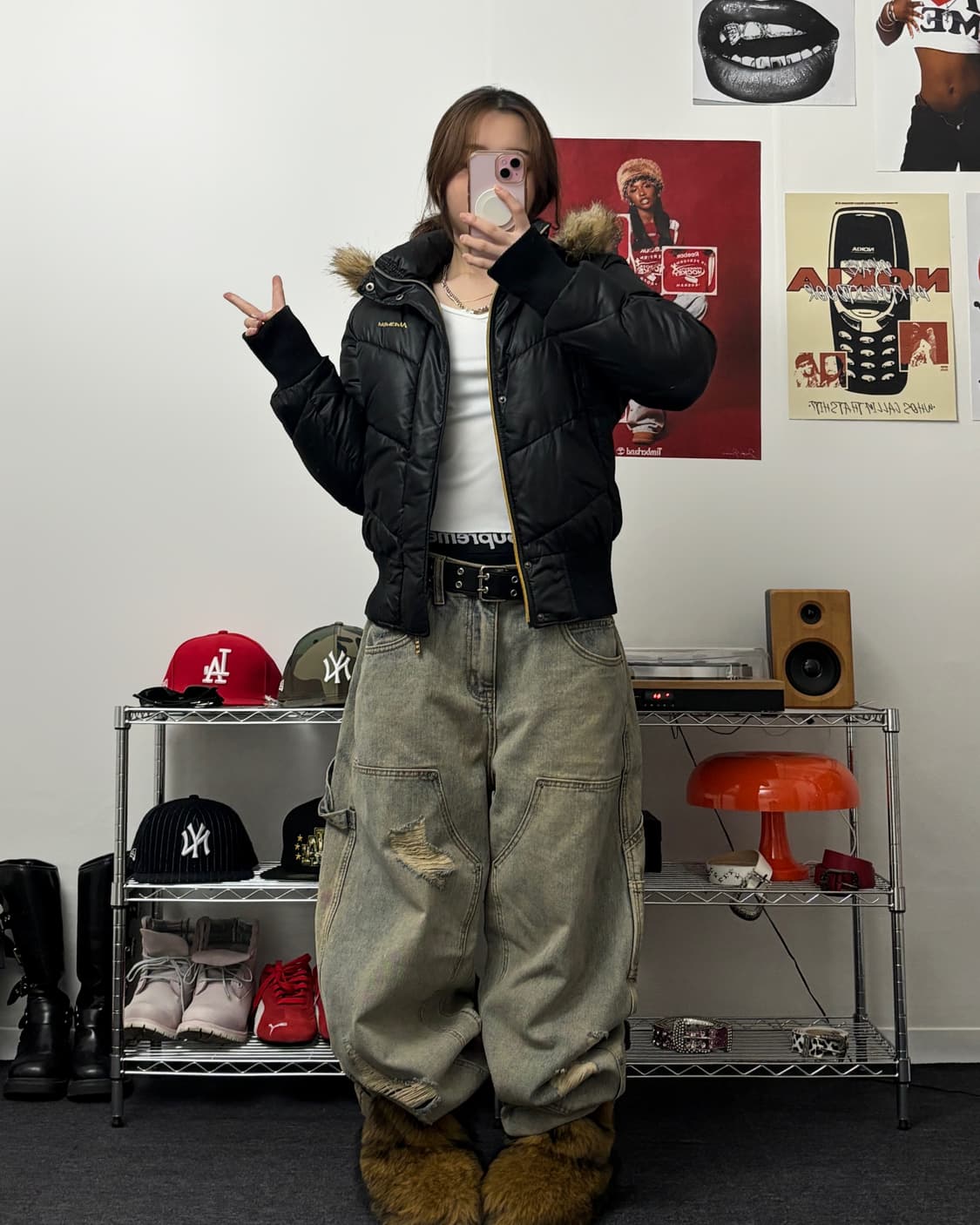 올드 빈티지 퍼 크롭 패딩 점퍼 상품이미지4