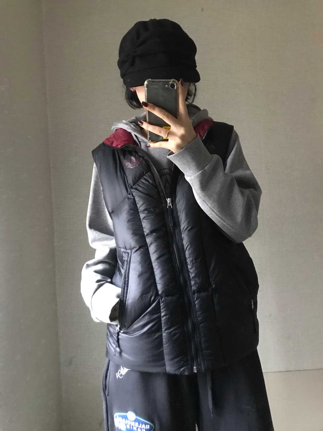 아디다스 블랙 버건디 파이어버드 패딩조끼 상품이미지5