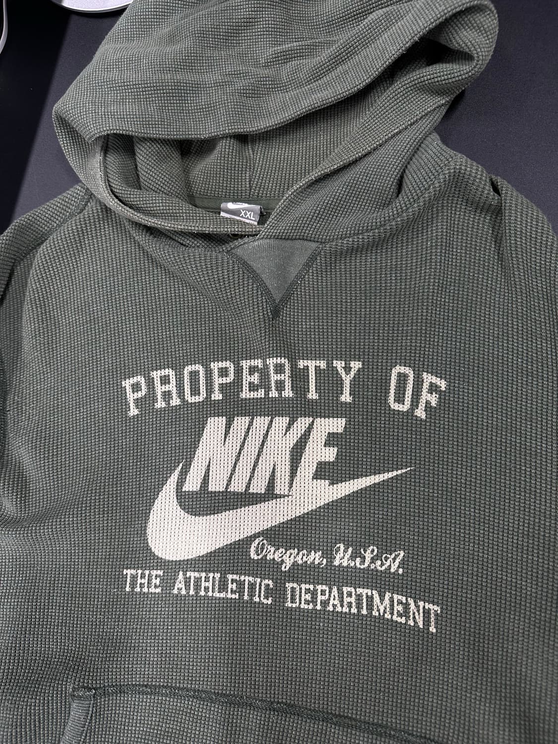 나이키 올드스쿨 빅로고 그린 오레곤 와플 후드티 상품이미지5