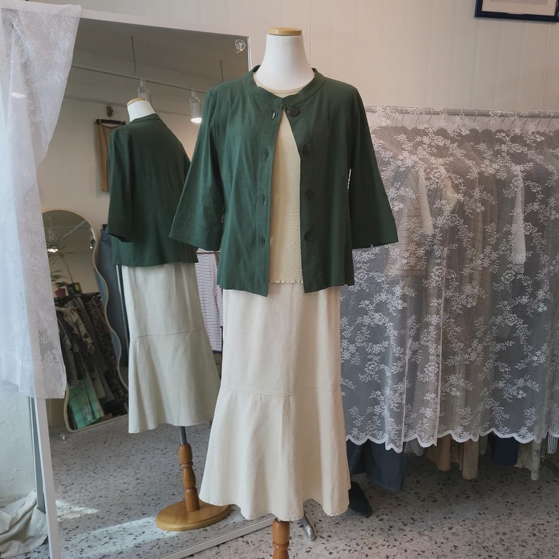 Pianopiano 딥그린 노카라 자켓(made in Japan) 상품이미지7
