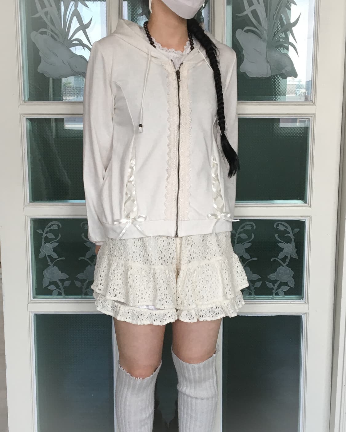 Axes femme lace trimming lace up point h 상품이미지1