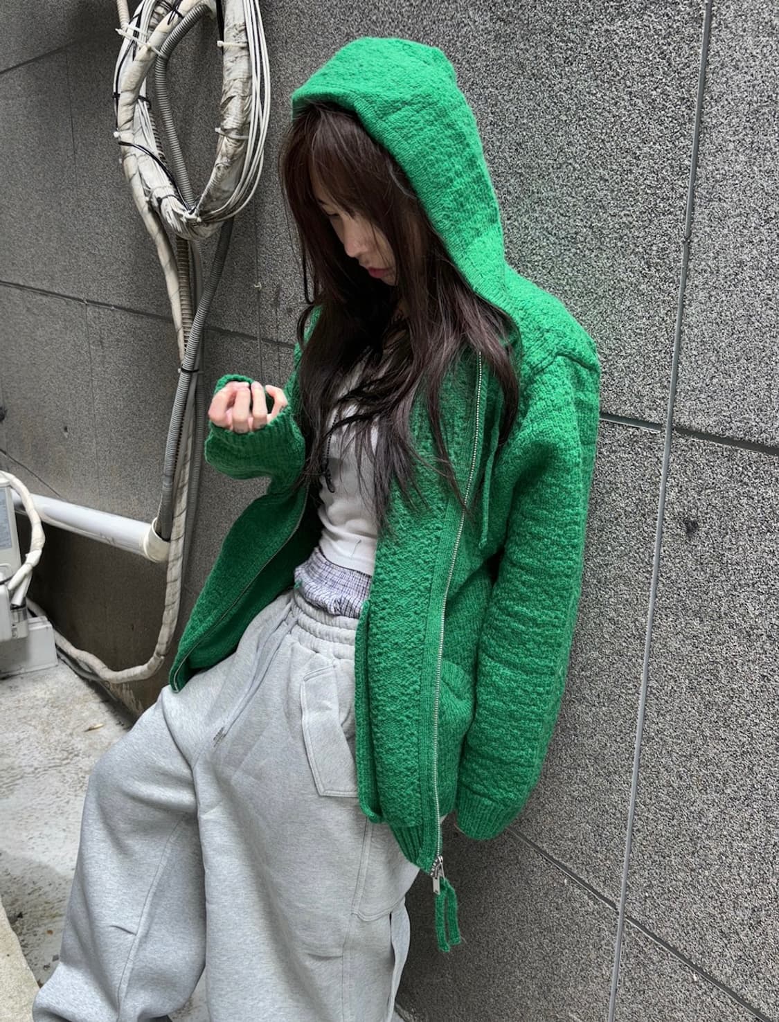 *Pre order [unisex] 플로우 투웨이 니트 후드집업(2co) 상품이미지2