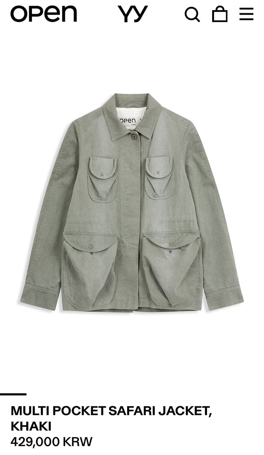 오픈와이와이 멀티 포켓 사파리 자켓 카키 s 상품이미지1