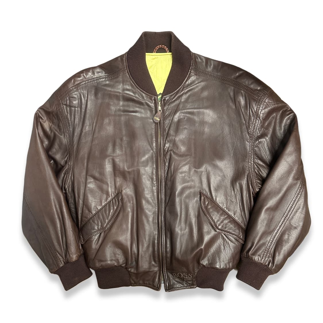 80s  HUGO BOSS 브라운 레더 자켓 50 상품이미지1