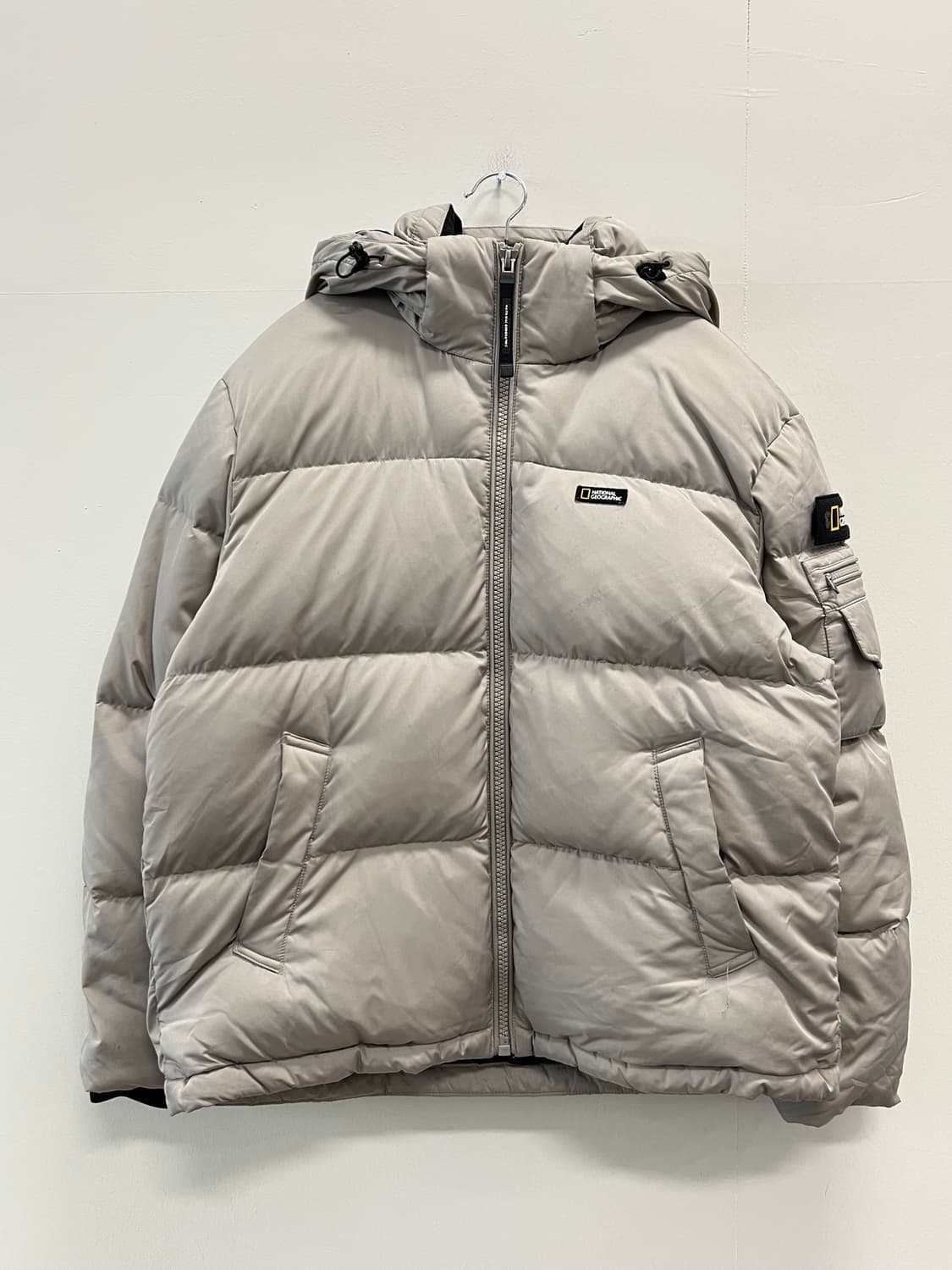 (L) 내셔널지오그래픽 골든 몰 숏 구스 후드 다운 점퍼 아게이트 그레이 상품이미지2