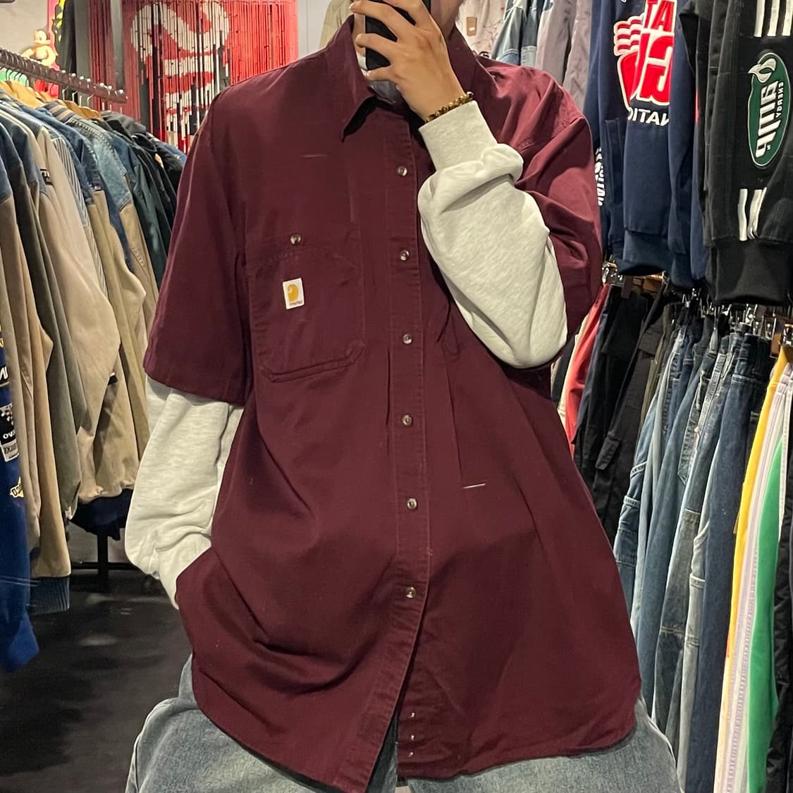 [IM] carhartt 칼하트 버건디 반팔셔츠 상품이미지1