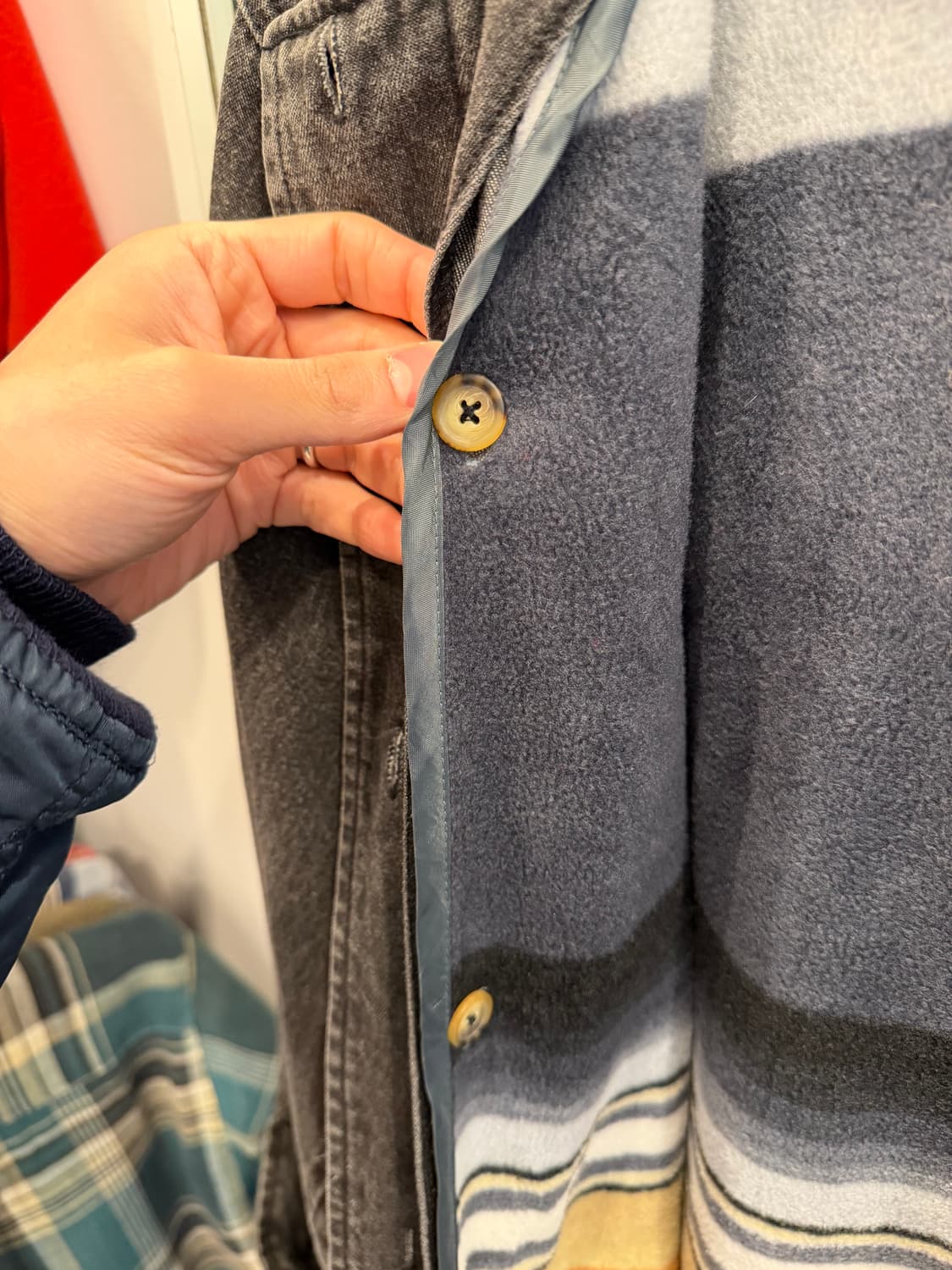 Denim & Co 데님앤코 빈티지 흑청 데님 더플 코트 상품이미지9