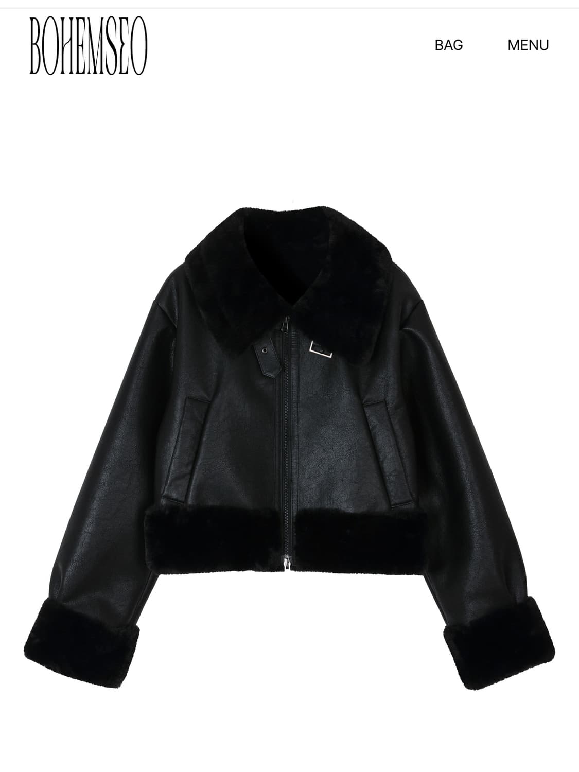 보헴서 보헤미안서울 하이넥 쇼트 무스탕 블랙 black 24fw 상품이미지1