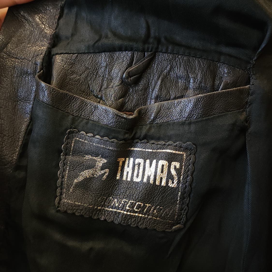 90s 프랑스 빈티지 가죽자켓 빈티지 바이커 레더자켓 블랙 50 상품이미지7