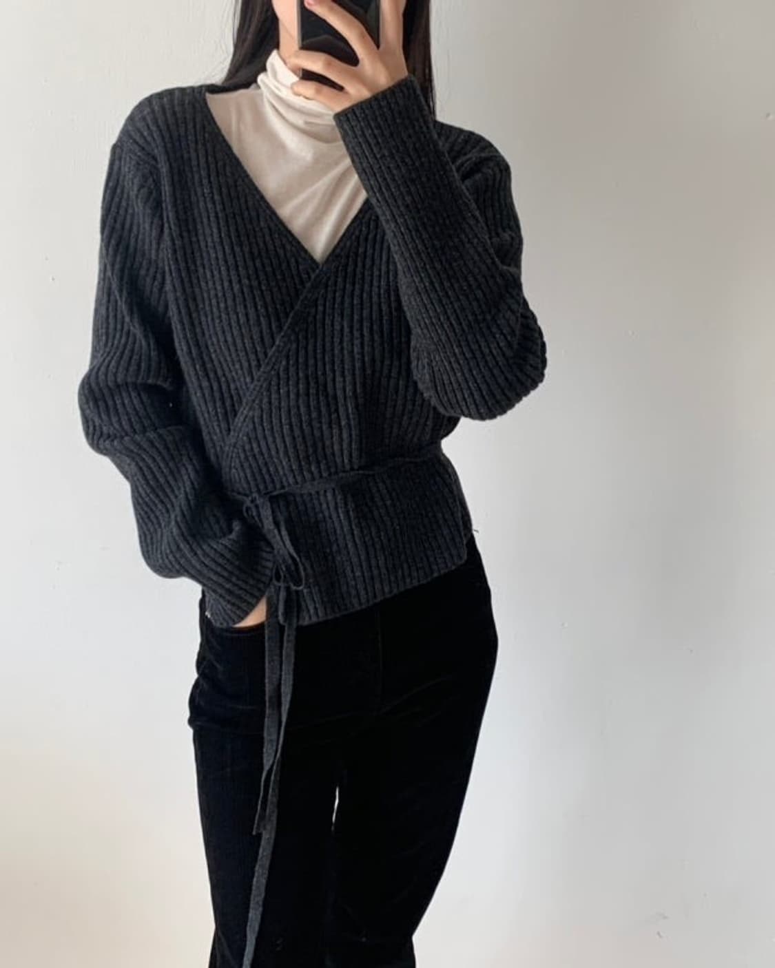 [HAUS]하우스 울캐시미어 랩 니트 (울60,캐시5)  상품이미지4