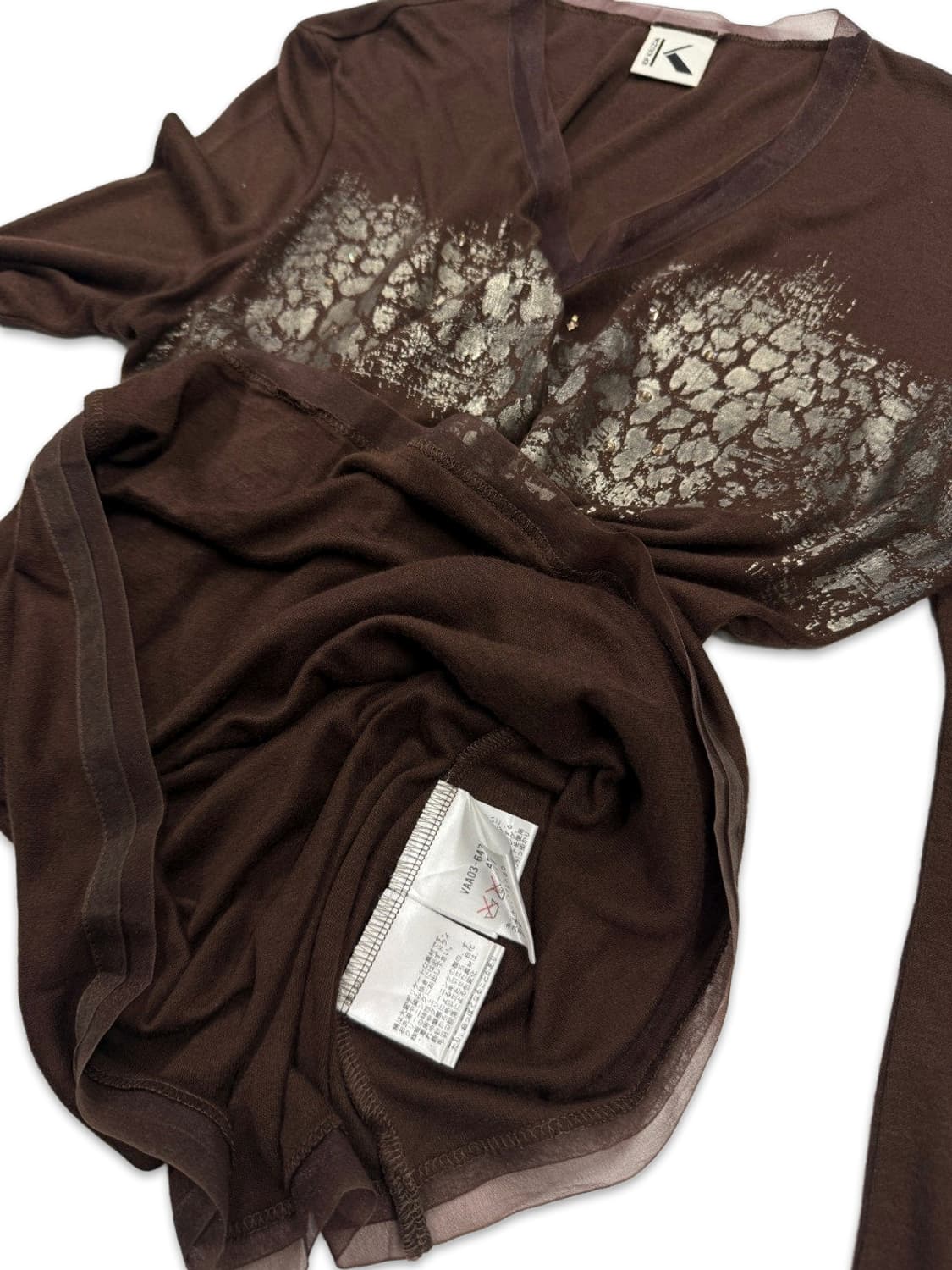 빈티지 EVEX by KRIZIA 브라운 긴팔티 상품이미지4