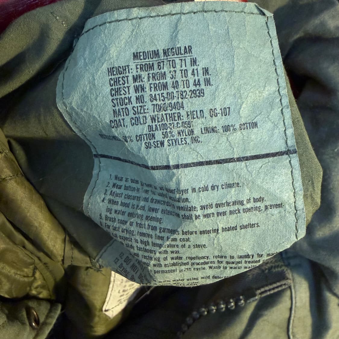 USA 미군 밀리터리 2세대 M65 내피 필드자켓 상품이미지7