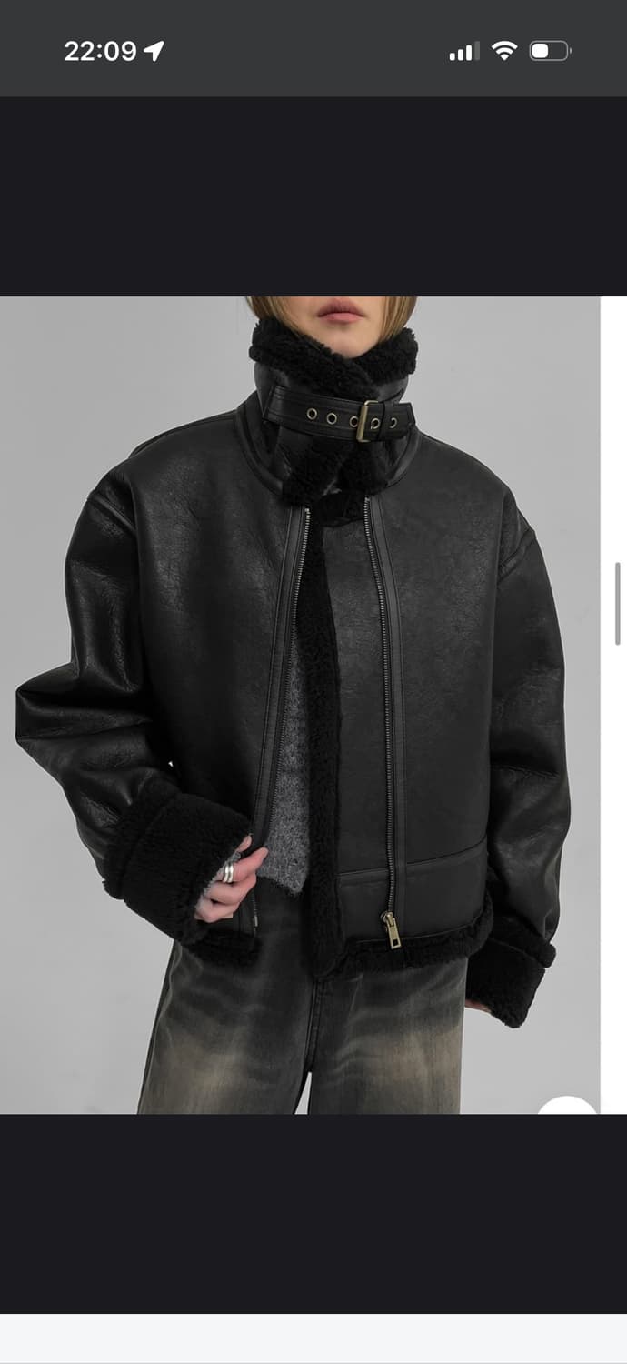 블랙업 라메즈 무스탕 블랙 상품이미지2