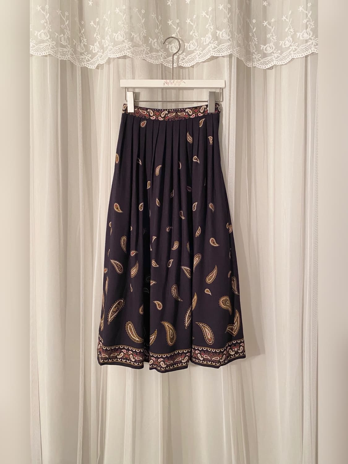 Vintage Black Ethnic Paisley Skirt 상품이미지4