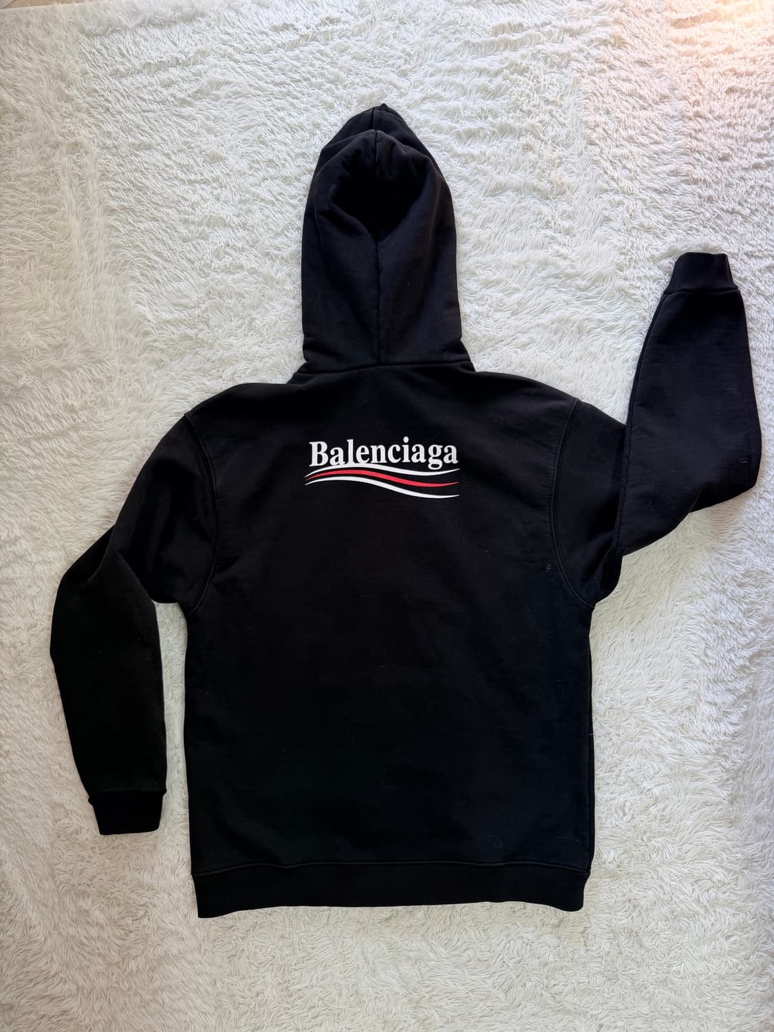 발렌시아가 웨이브 로고 후드티 블랙 L 상품이미지1