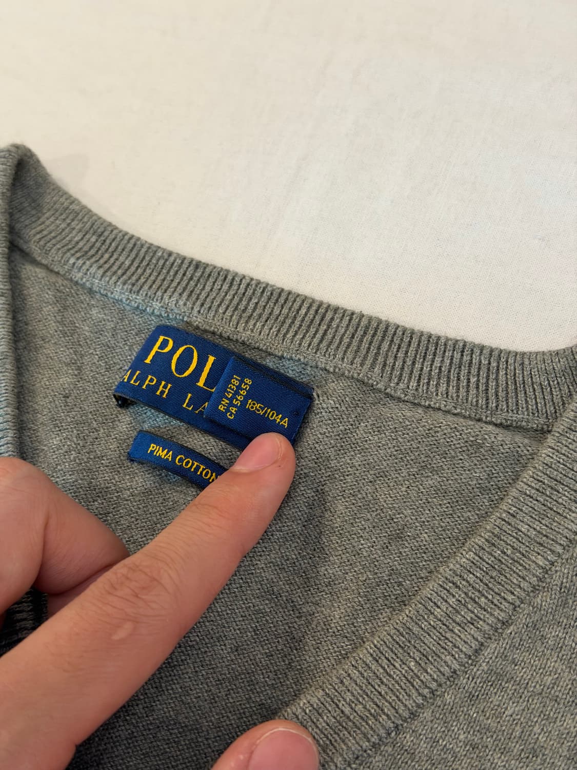 폴로 랄프로렌 신형 브이넥 코튼 니트 그레이 상품이미지5