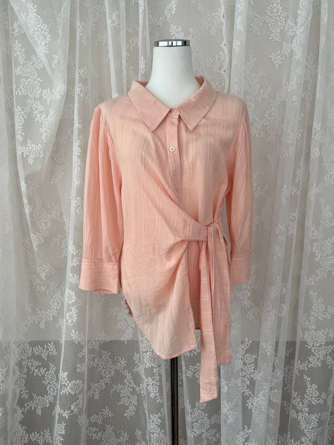 S) 온앤온 매듭 블라우스 셔츠 핑크 상품이미지1