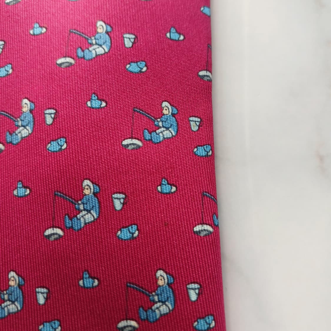 에르메스 실크 핫핑크 에스키모패턴 넥타이 9.2cm A-등급 A18754 상품이미지8