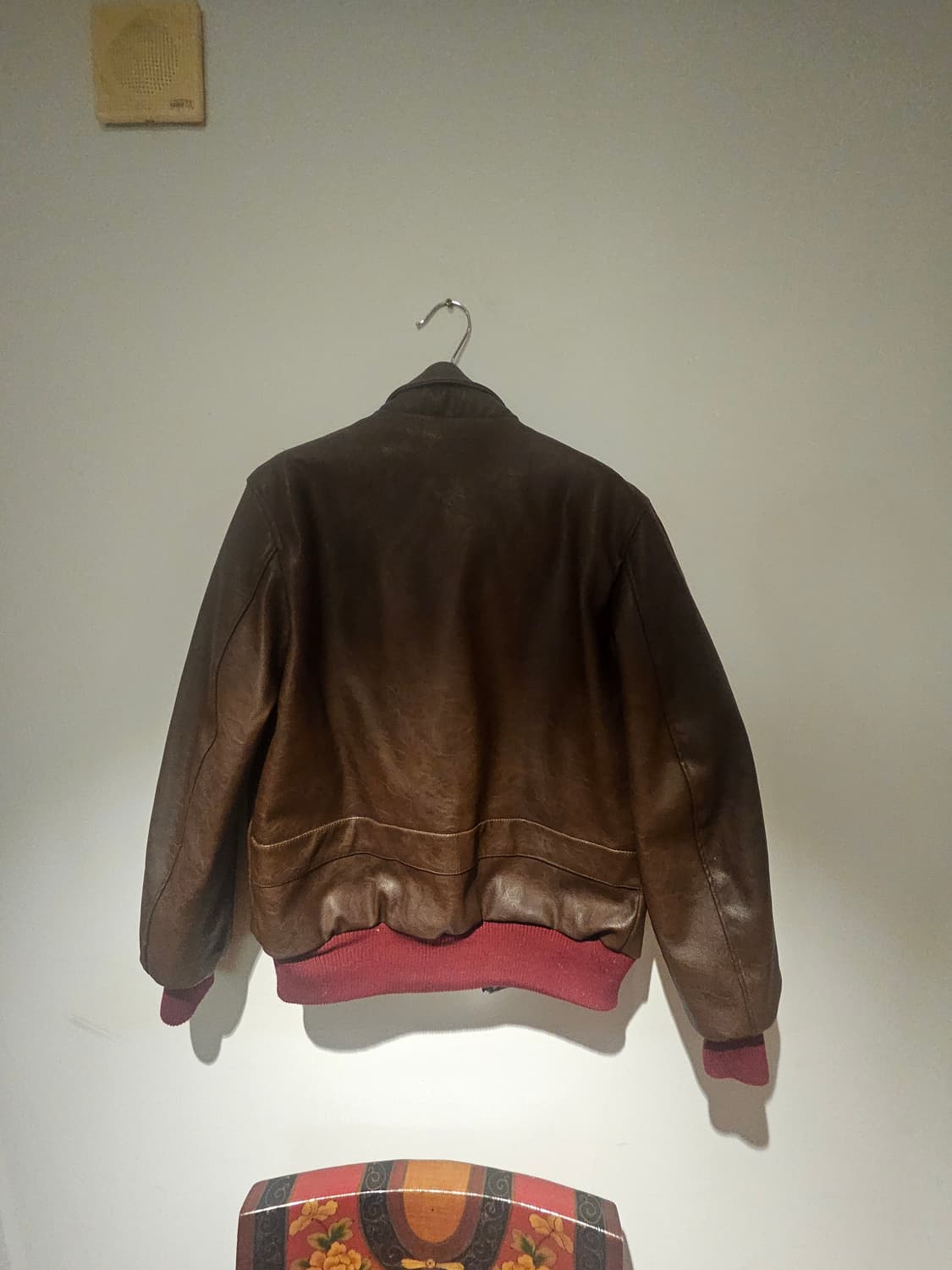 빈티지 와인컬러 항공레더자켓 100사이즈 상품이미지3