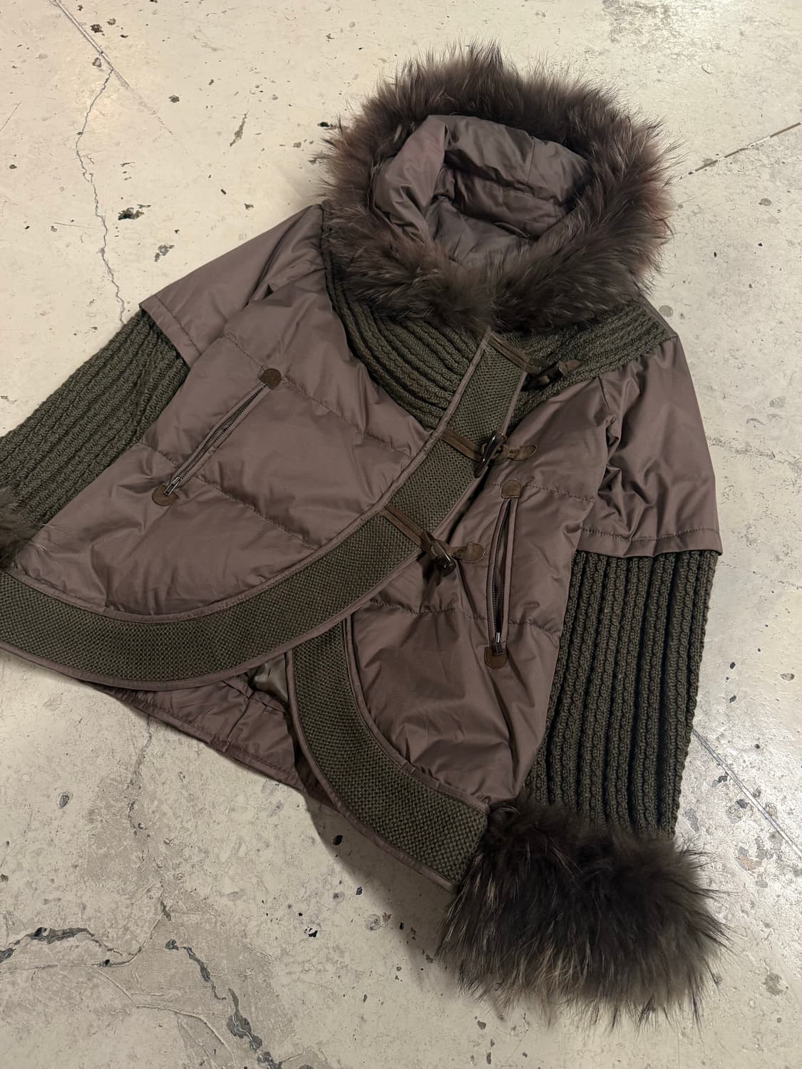 Fairy raccoon fur point knit mix padding 상품이미지3