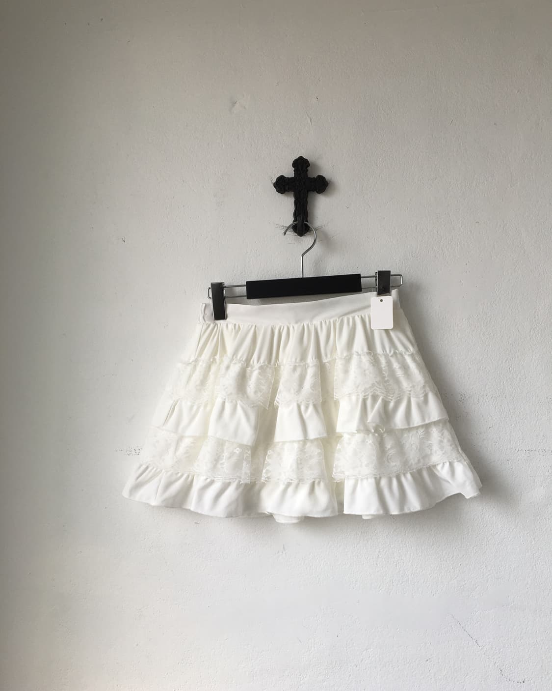 Lace trimming layer mini skirt 상품이미지1