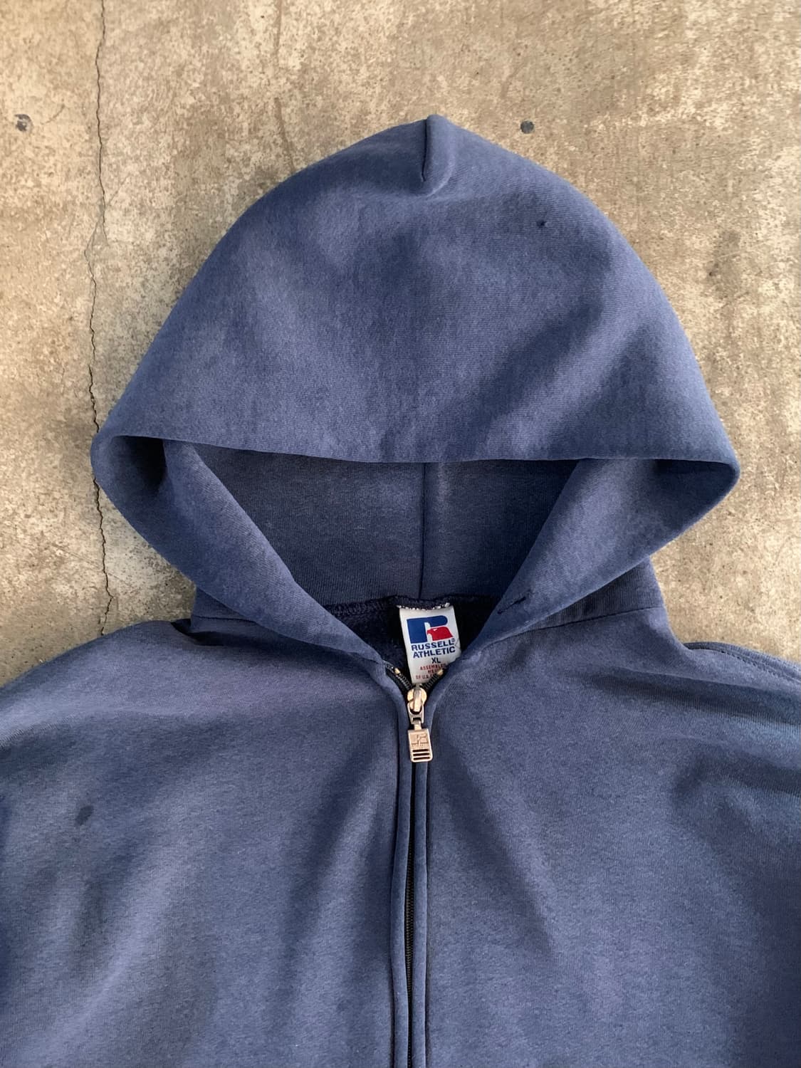 90s 러셀 애슬레틱 선페이드 집업 스웻 후디 네이비 상품이미지2