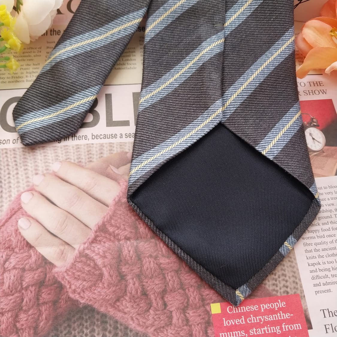 알테아 실크 그레이 스트라이프 넥타이 9.9cm A+등급 K1309
 상품이미지7