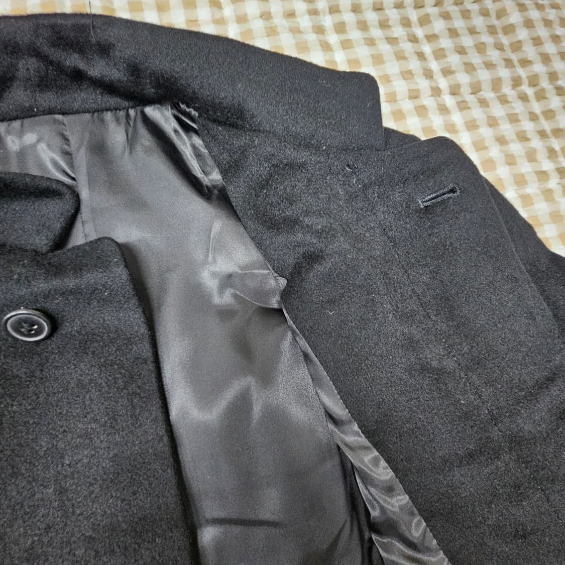 검정색 캐시미어100 롱 코트 자켓 남자100~105 상품이미지7