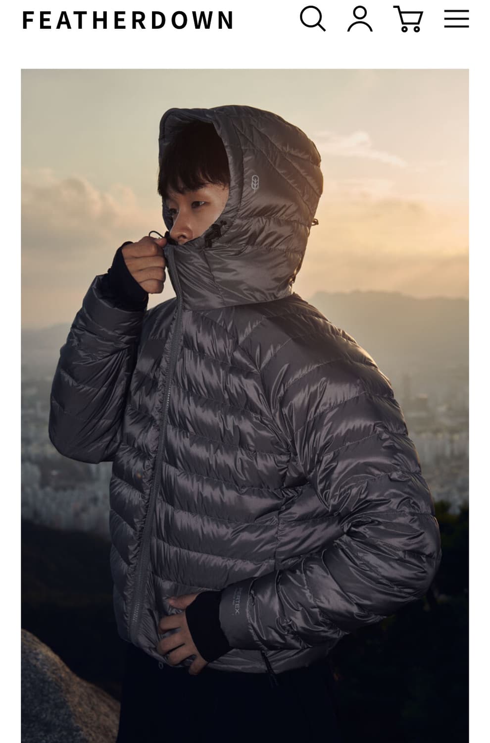 [m] 페더다운 그리드 경량 다운 패딩 자켓 상품이미지1