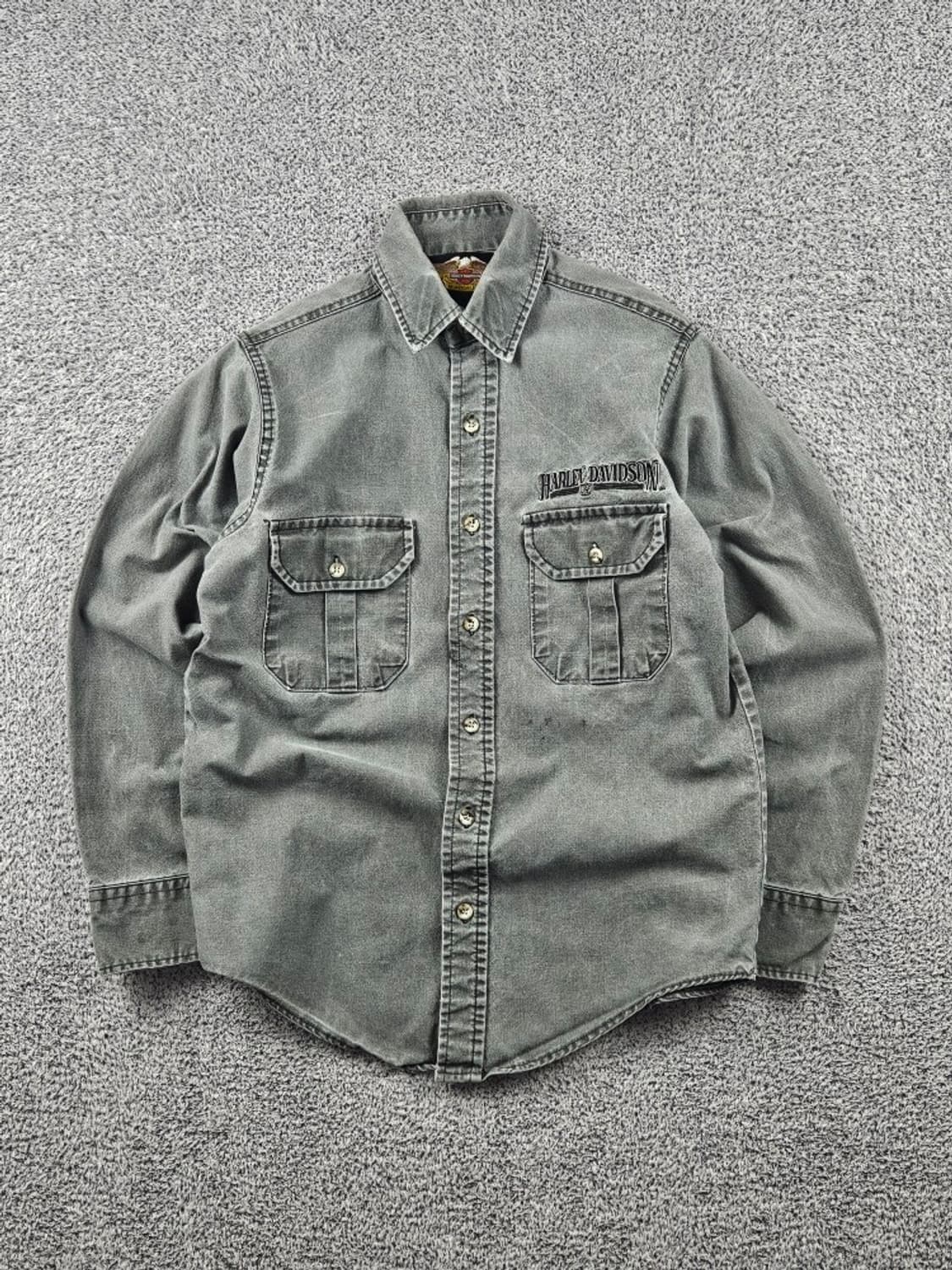 할리데이비슨 블랙 데님 포켓 바이커 셔츠 ( S 추정 ) / 10717 상품이미지1