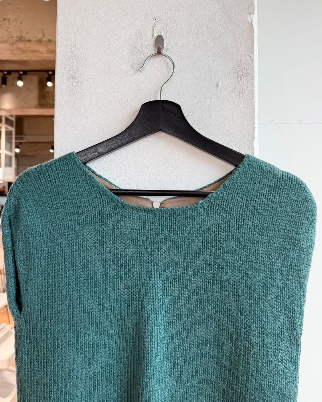 드리스 반 노튼 그린블루 메리노 울 백 지퍼 니트 베스트 상품이미지3