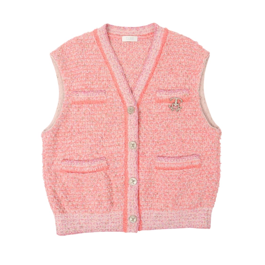 타임 라이트핑크 트위드 베스트 상품이미지1