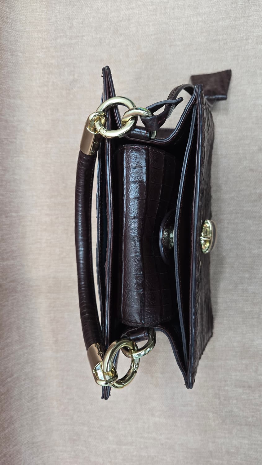 잘모이-브라운 악어가죽 토트백 자물쇠 장식 상품이미지4