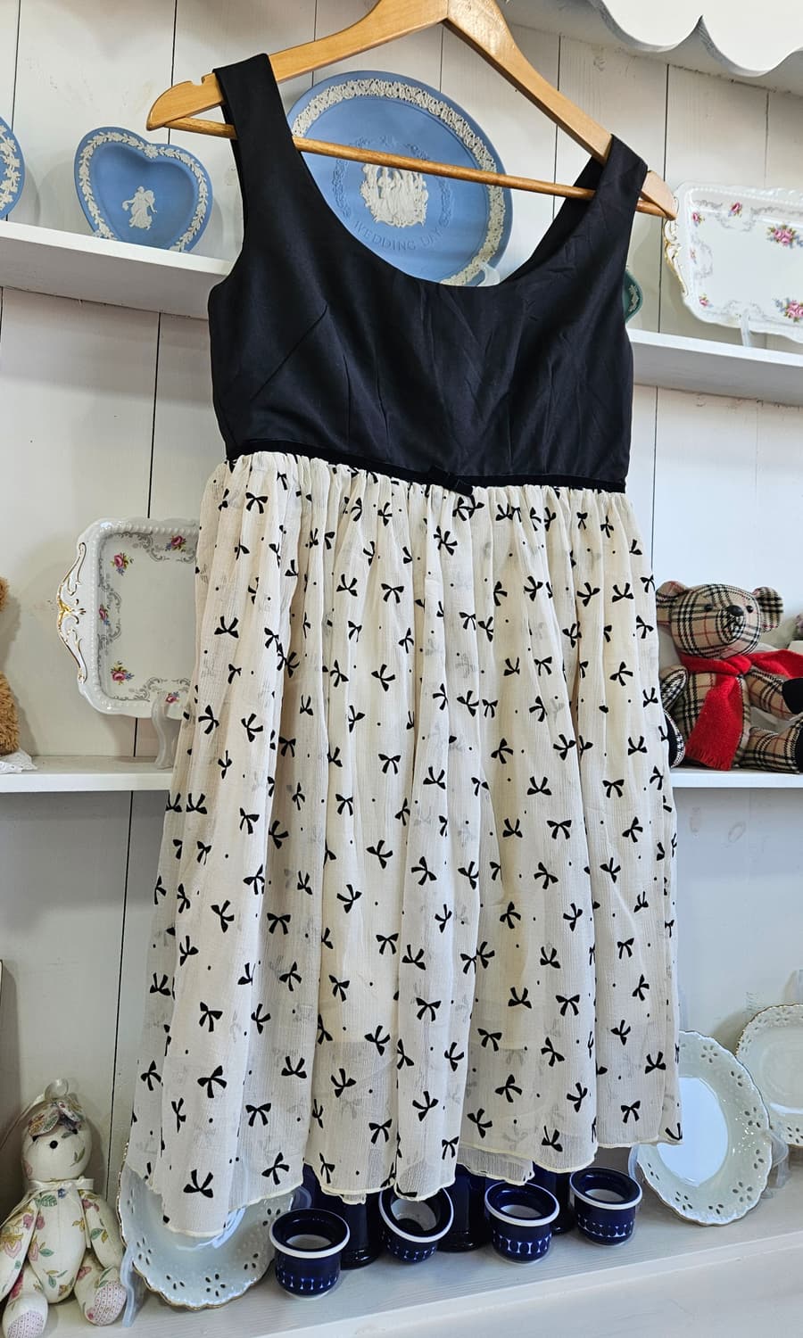 리본 쉬폰 배색 원피스 상품이미지3