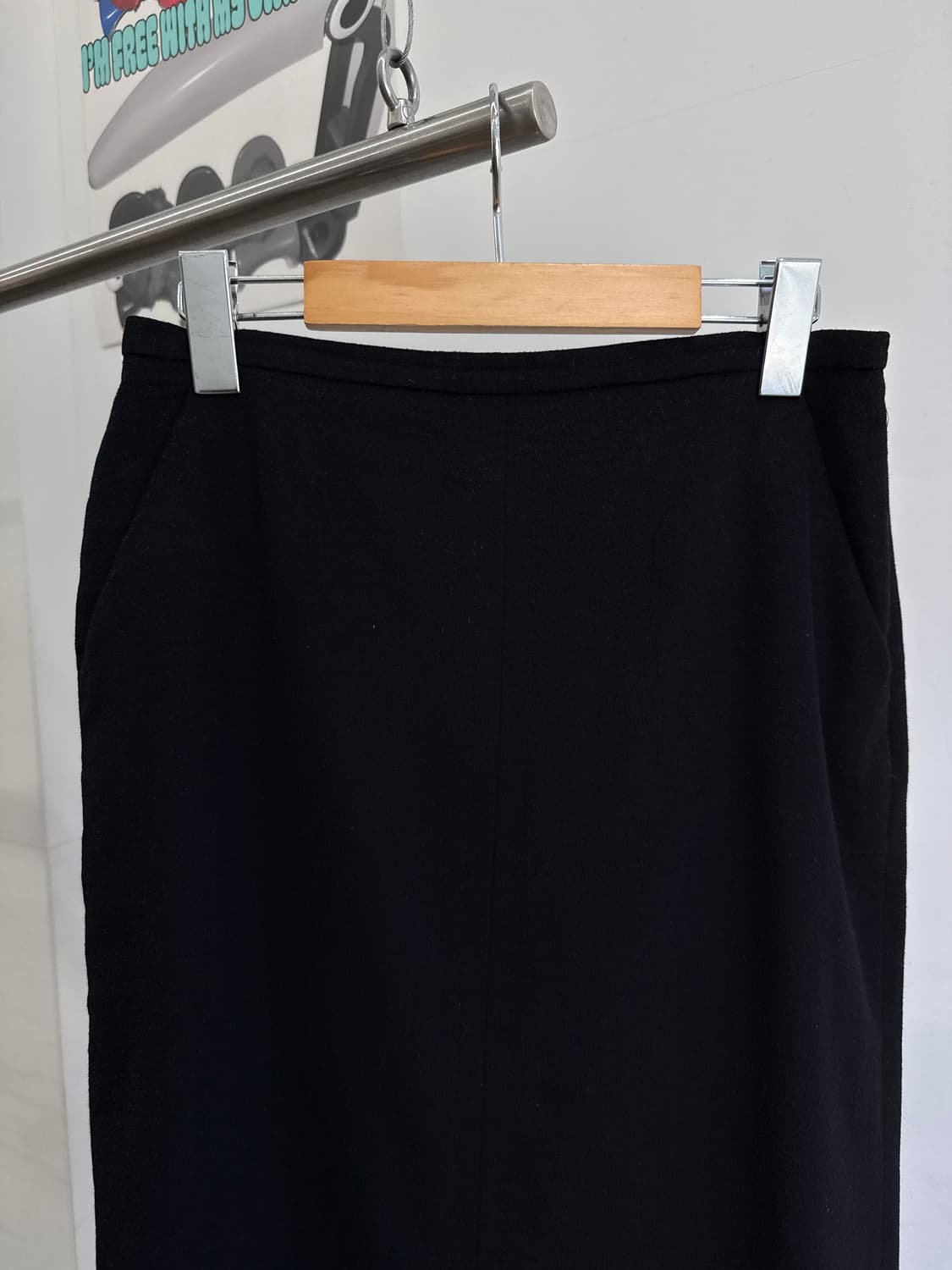 MAX MARA (Made in Italy) 울 블랙 미디 스커트  상품이미지2